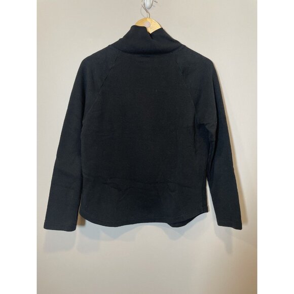J.Crew Wide Button Collar Pullover Sweatshirt Size Small Black Long Sleeve - Picture 3 of 11